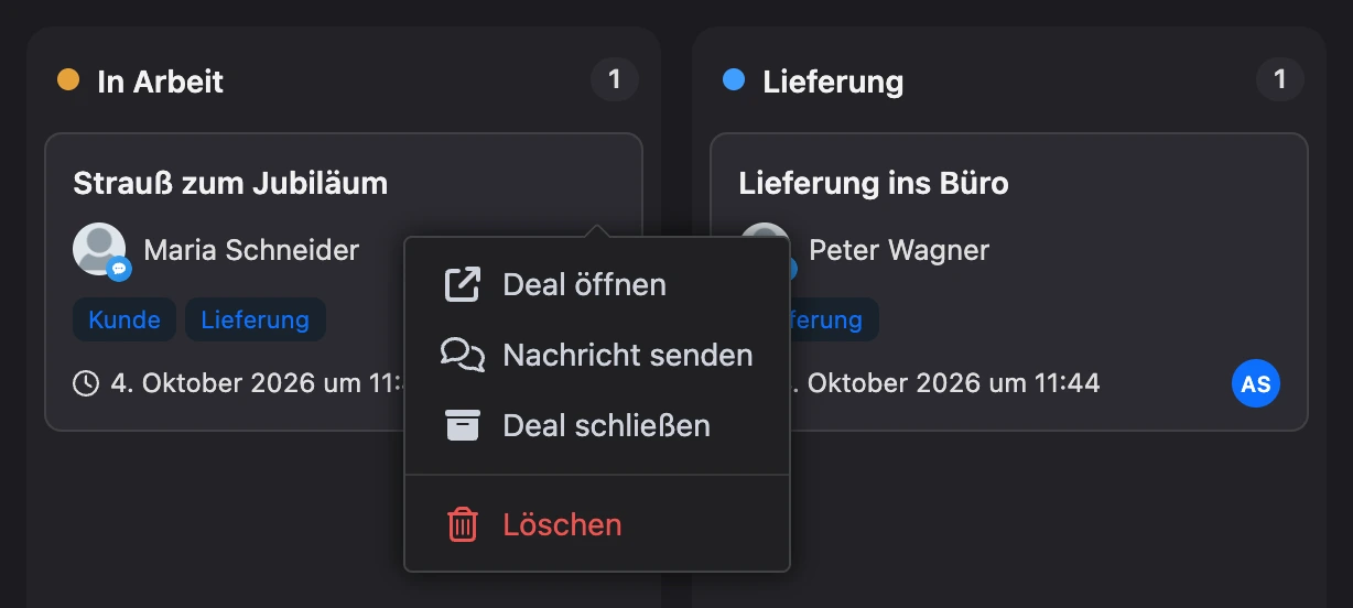 ⋯-Menü auf einer Deal-Karte