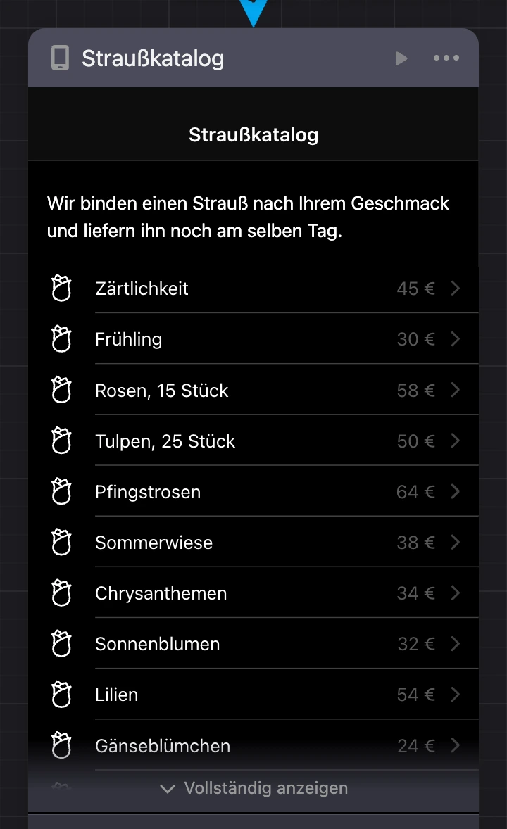 Hoher Bildschirm auf der Karte und die Leiste zum Aufklappen