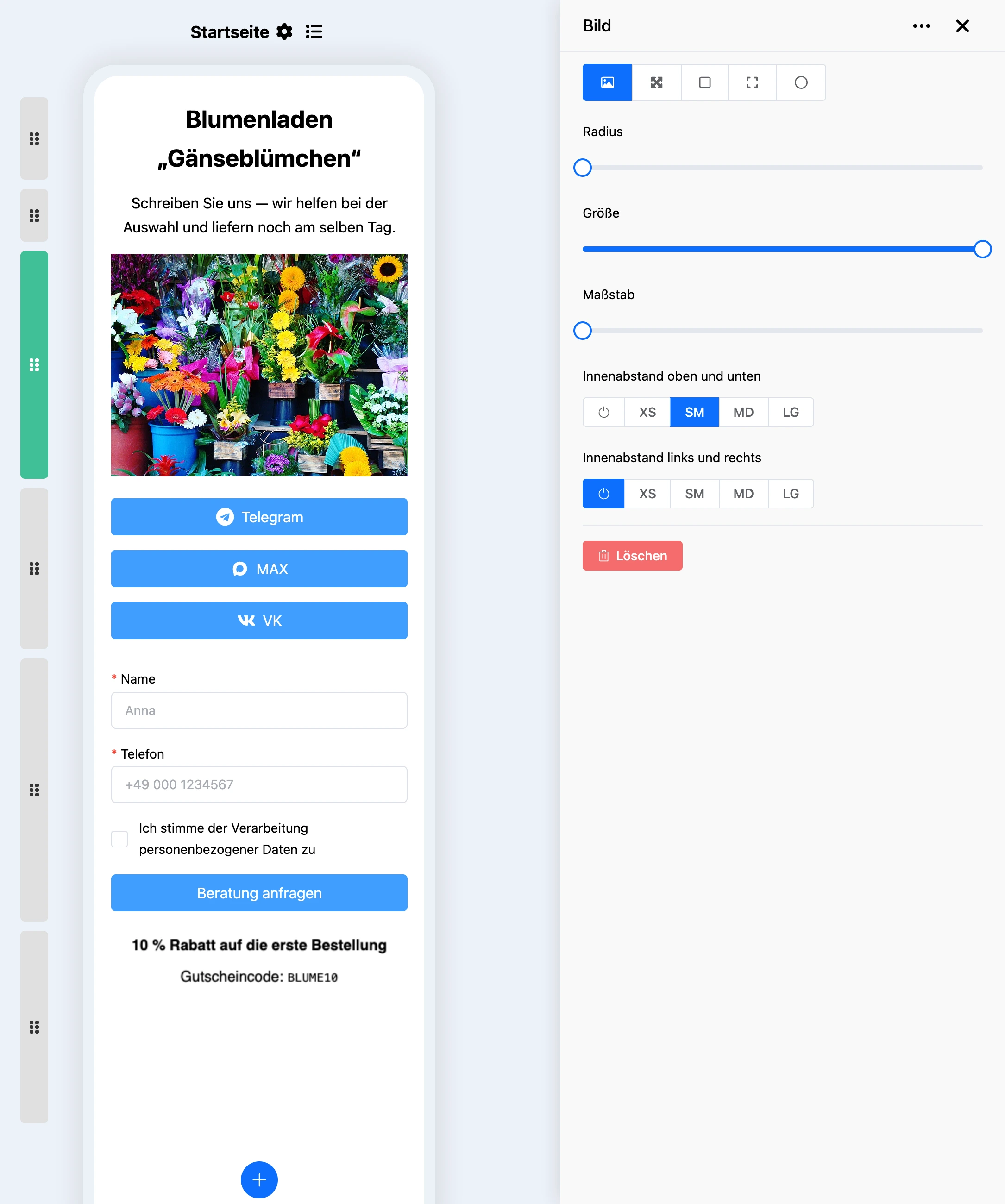 Block „Bild“ und seine Einstellungen