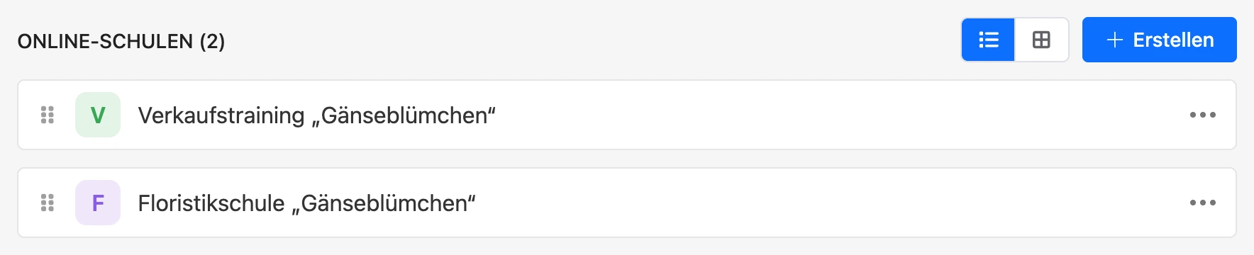 Liste der Schulen im Projekt