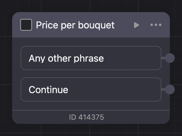 Block header on hover: the ▶ "Test from this block" icon and the menu
