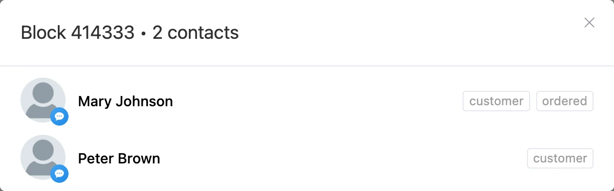 The "Waiting to be sent" window of a "Delay" block: two contacts
