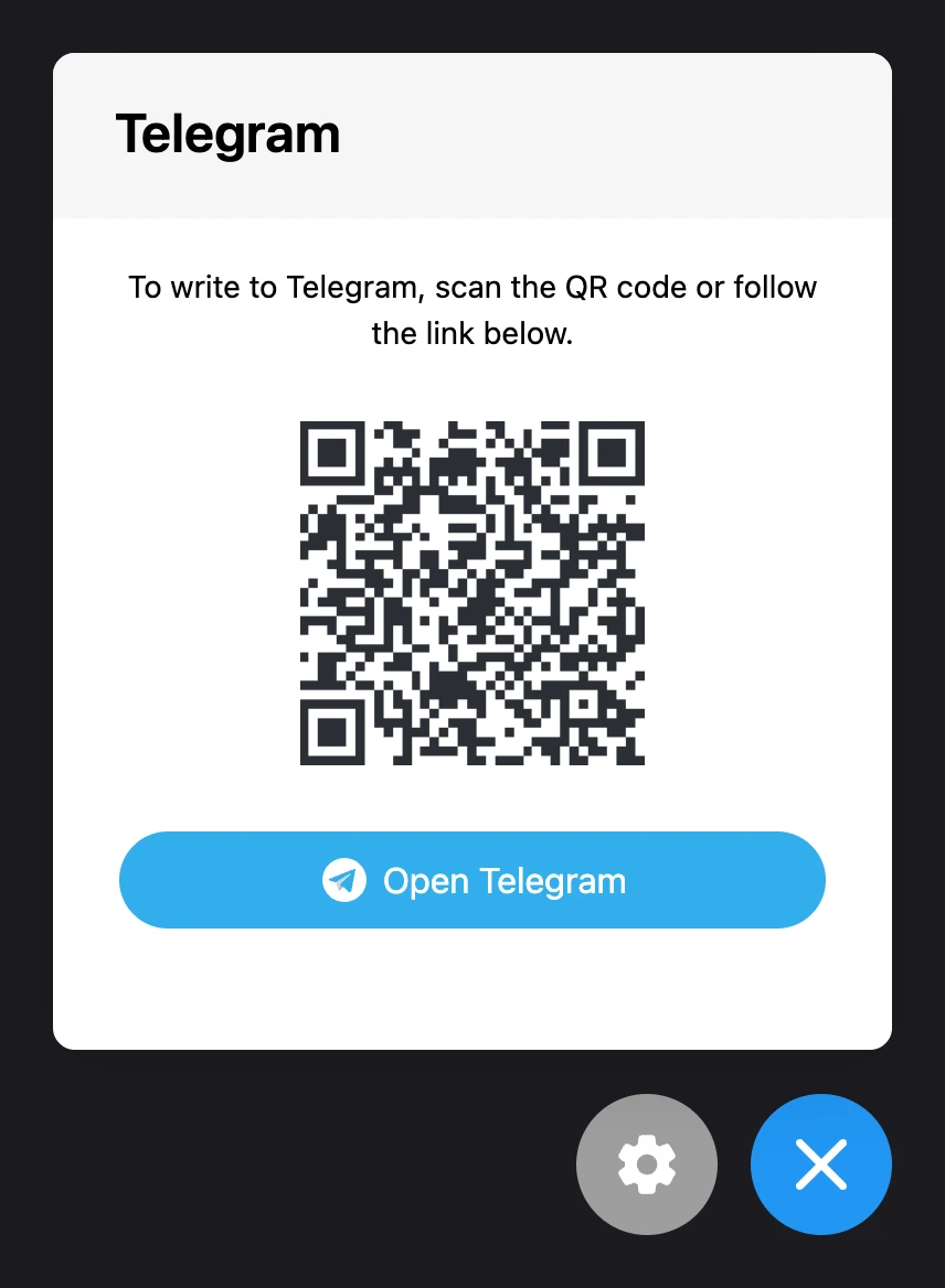 A link on a computer: QR code and a button