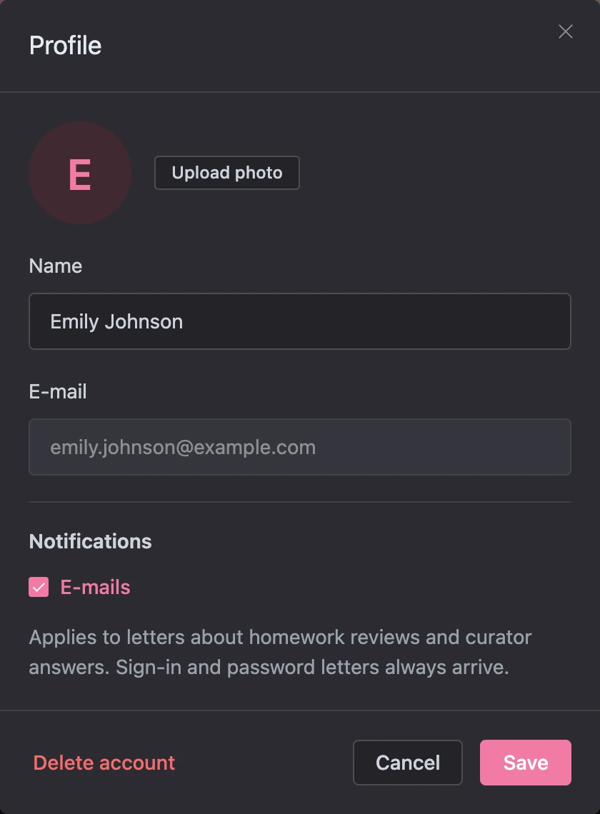 Student profile window
