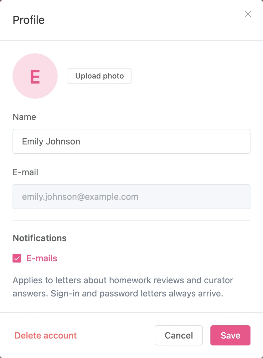 Student profile window