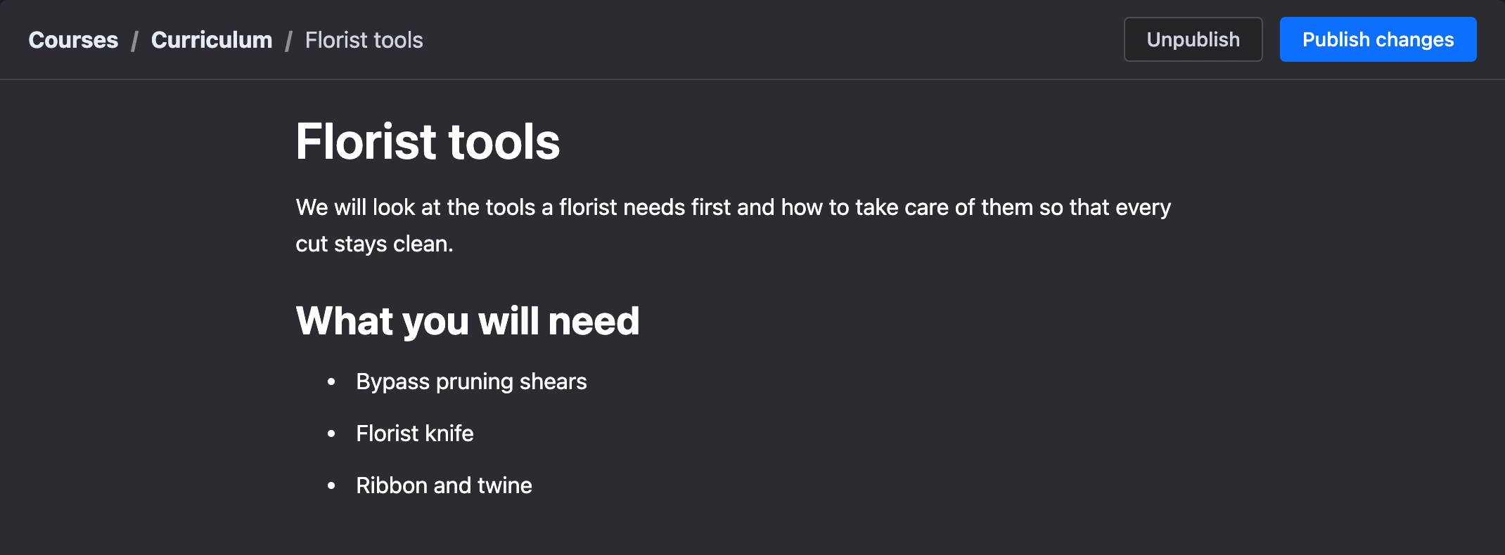 The lesson editor
