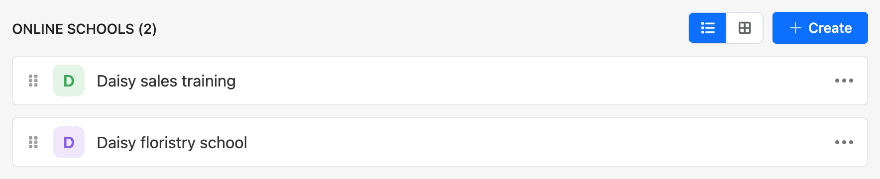 The project’s school list