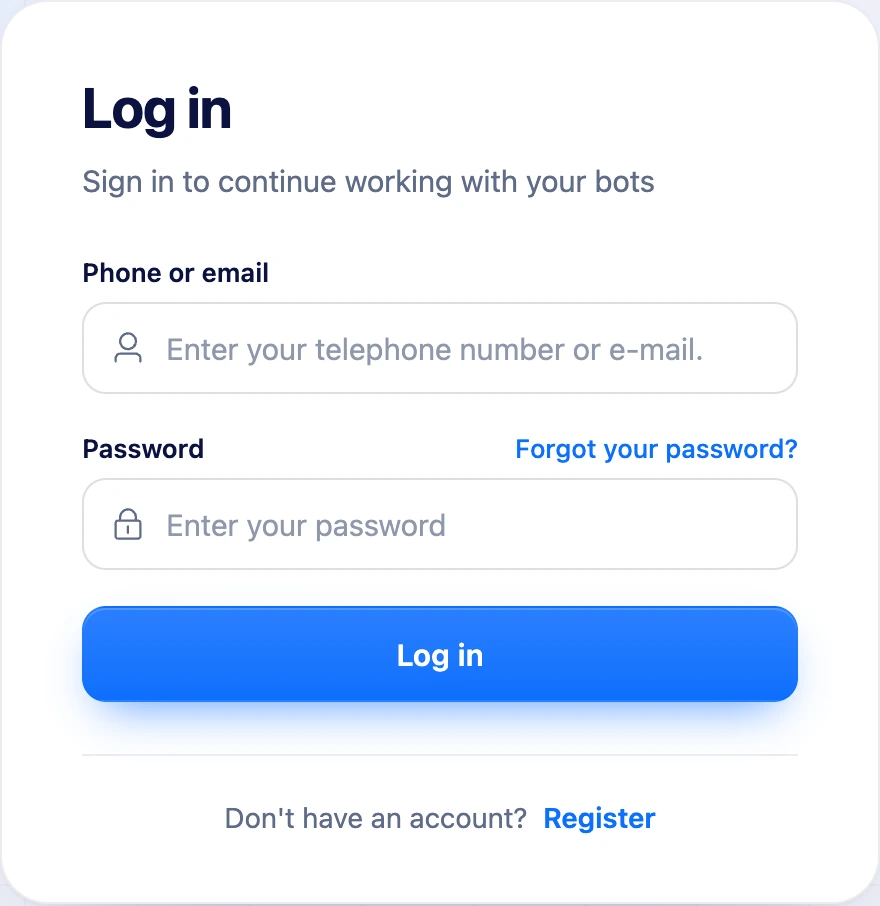 The sign-in form