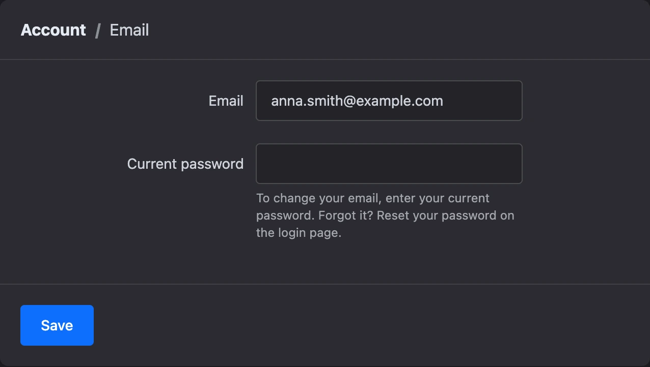 The email change form