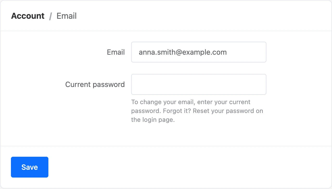 The email change form