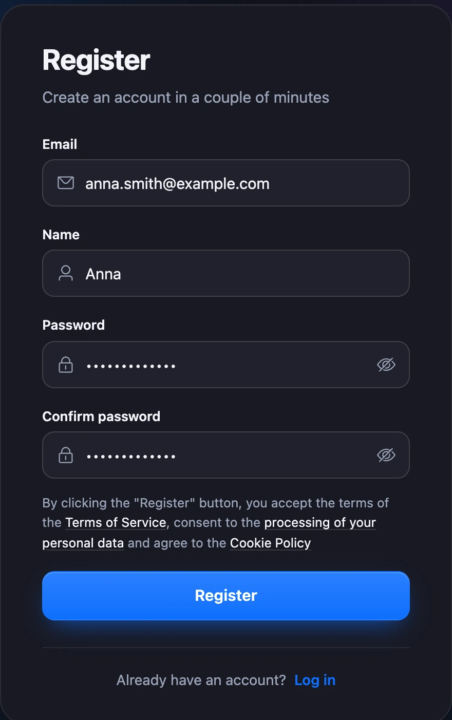 Sign-up form