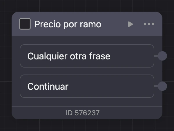 Cabecera de un bloque al pasar el cursor: el icono ▶ «Probar desde este bloque» y el menú