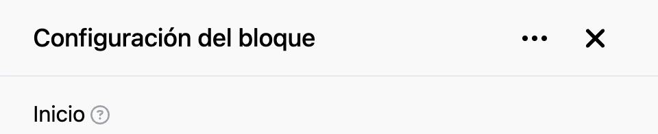 Panel de configuración del bloque «Inicio»