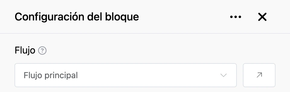 Panel de configuración del bloque «Flujo»