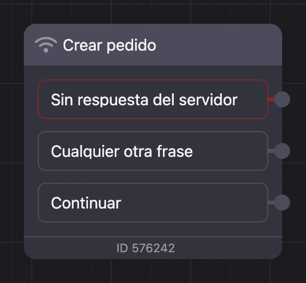 El bloque «Solicitud HTTP» en el esquema: salidas «Sin respuesta del servidor», «Cualquier otra frase» y «Continuar»