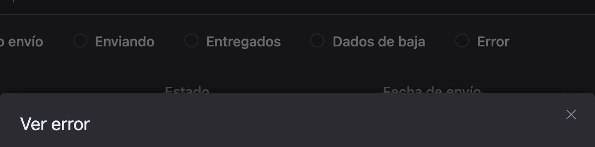La ventana «Ver error»: la respuesta de la app de mensajería que rechazó el mensaje