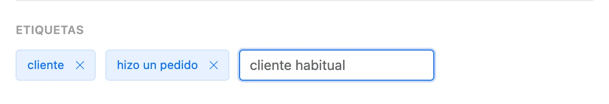 Las etiquetas del contacto y el campo para una etiqueta nueva
