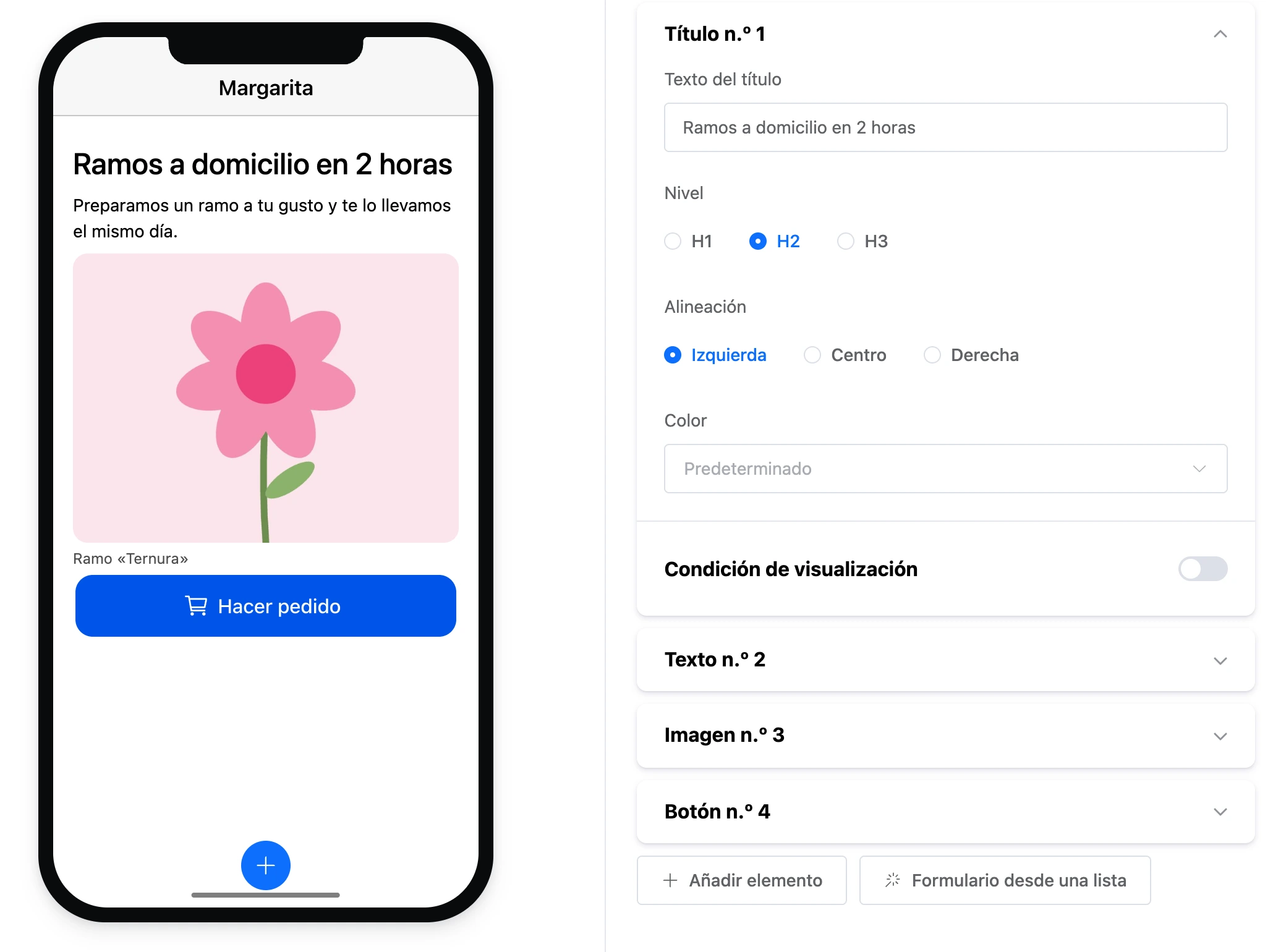 El elemento «Título»: un título en la pantalla y su configuración
