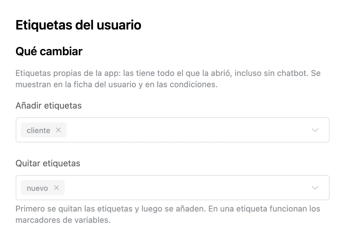 Bloque Etiquetas del usuario