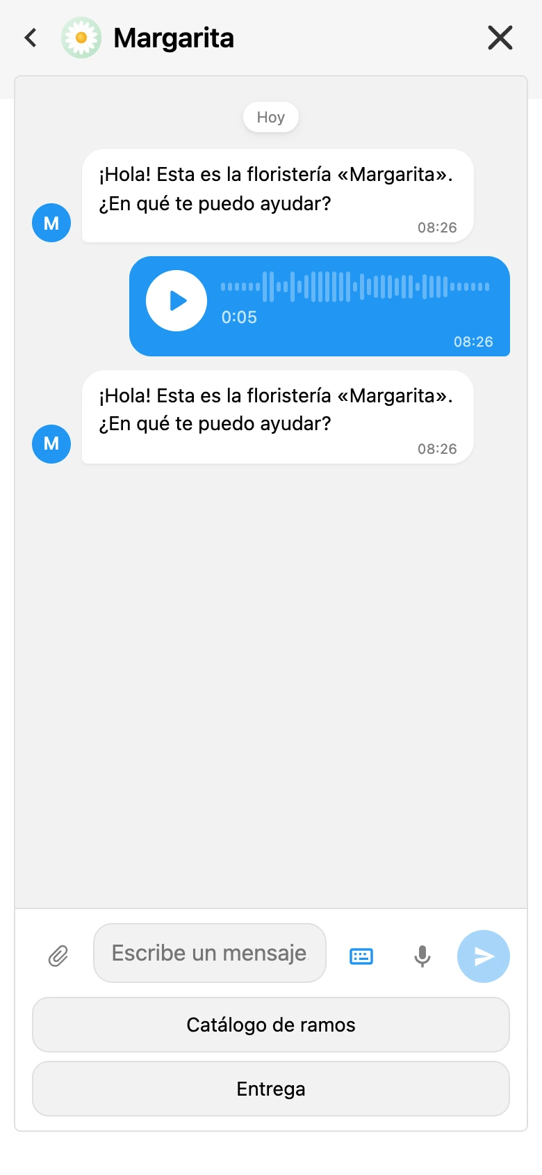 El chat del widget en un teléfono ocupa toda la pantalla