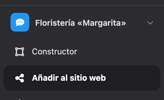 Menú del widget: selector y secciones