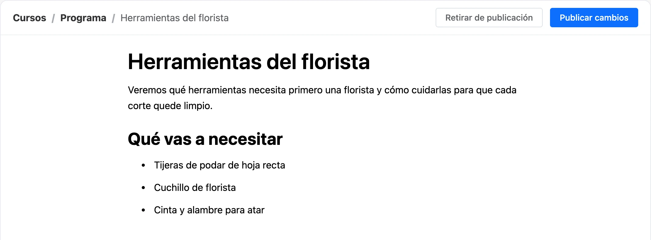 El editor de lecciones