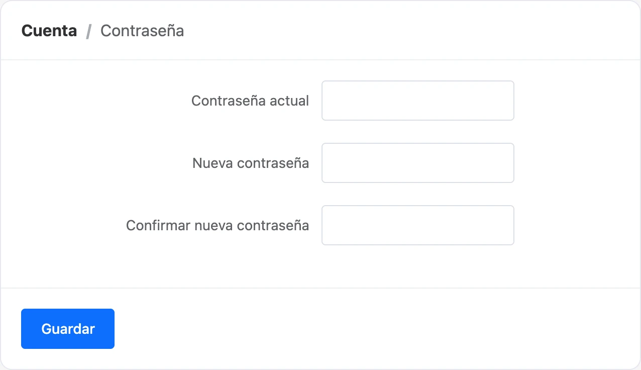 El formulario para cambiar la contraseña