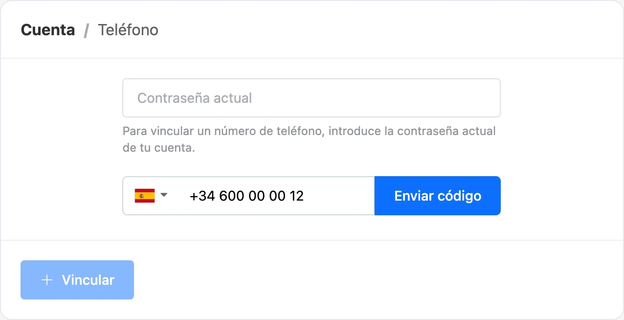 Vincular un número de teléfono