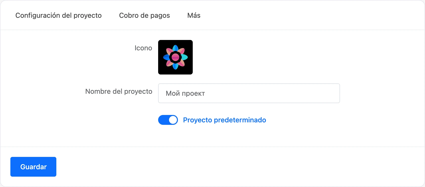 La pestaña Configuración del proyecto