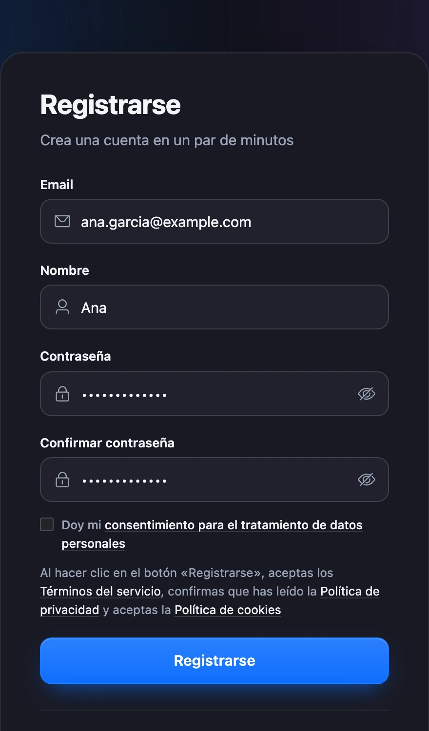 Formulario de registro